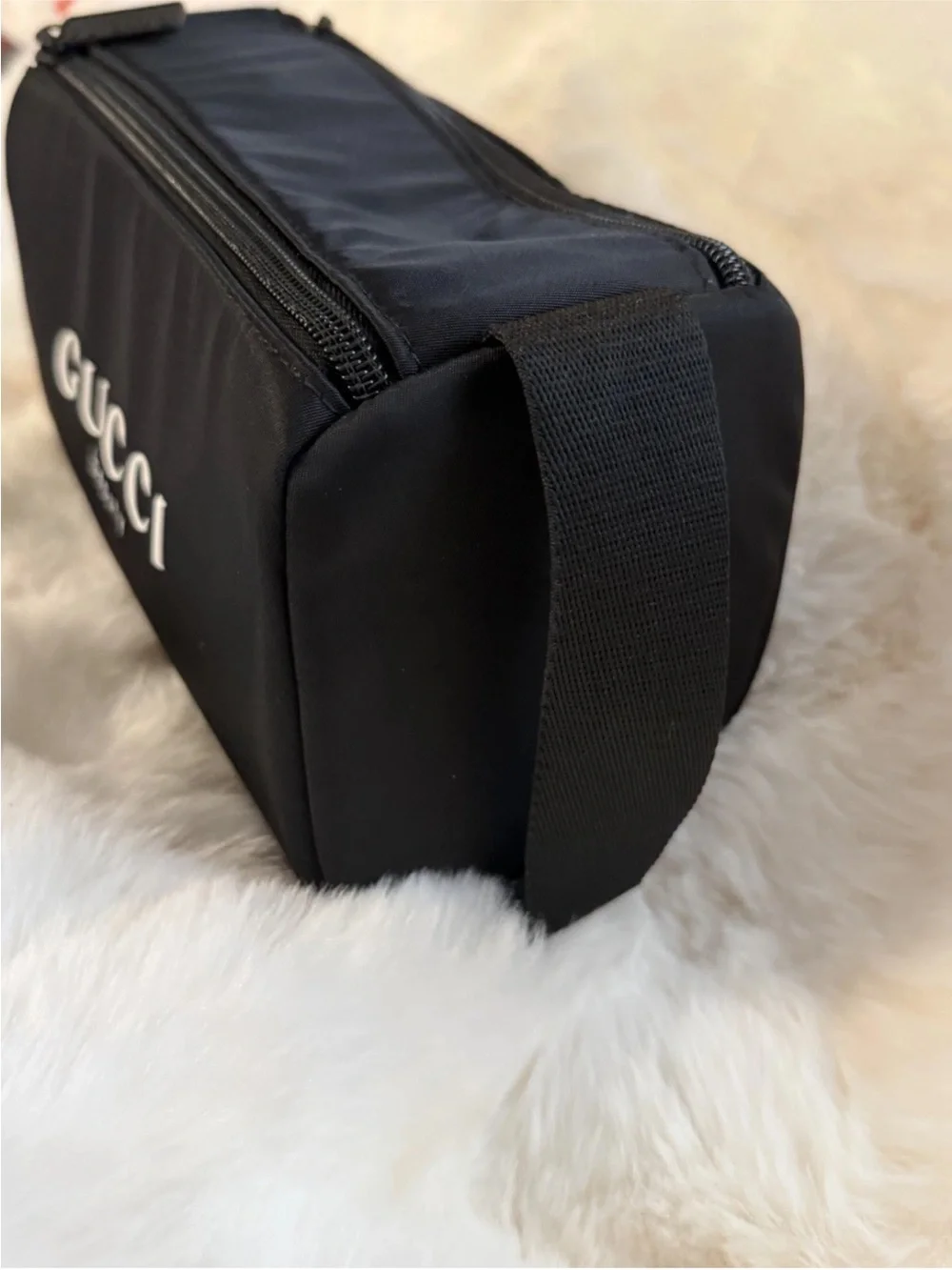Gucci Black Beauty Toiletry Pouch with Logo 9”x4”x5”